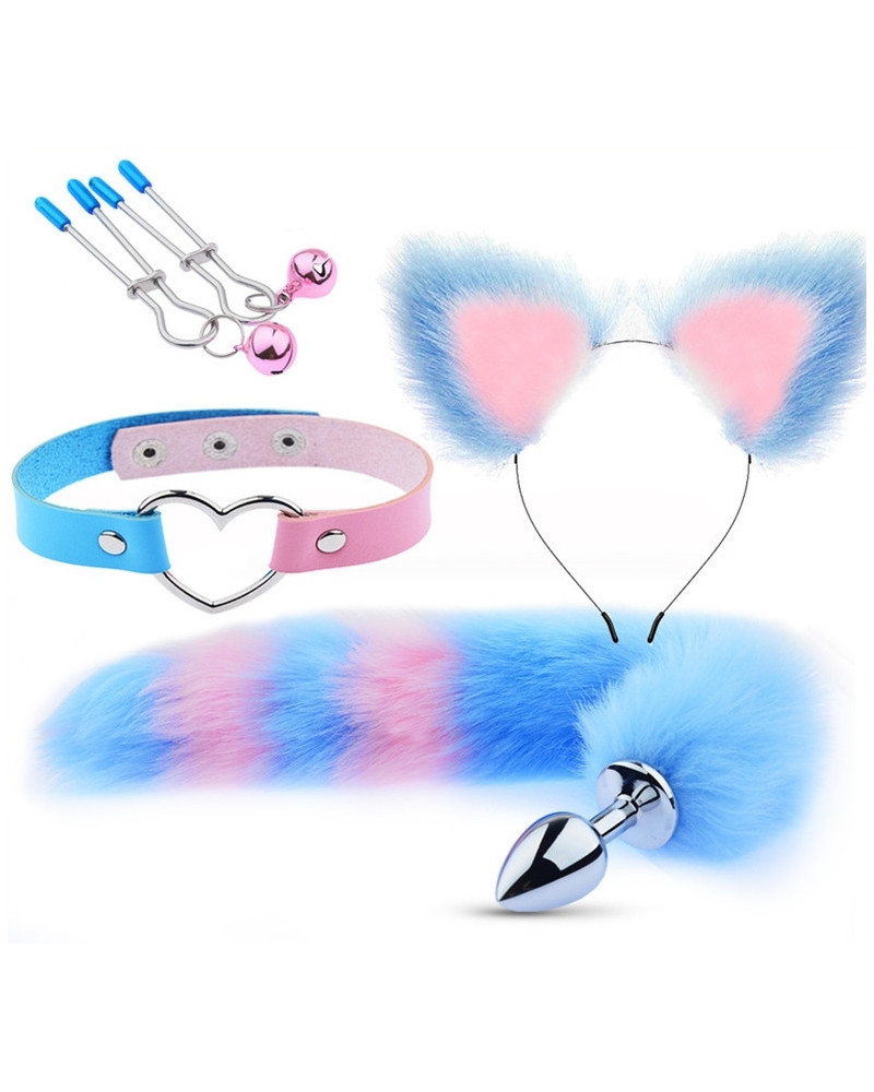 Kit Sm Mix Bondage Bleu-Rose 4 pièces 