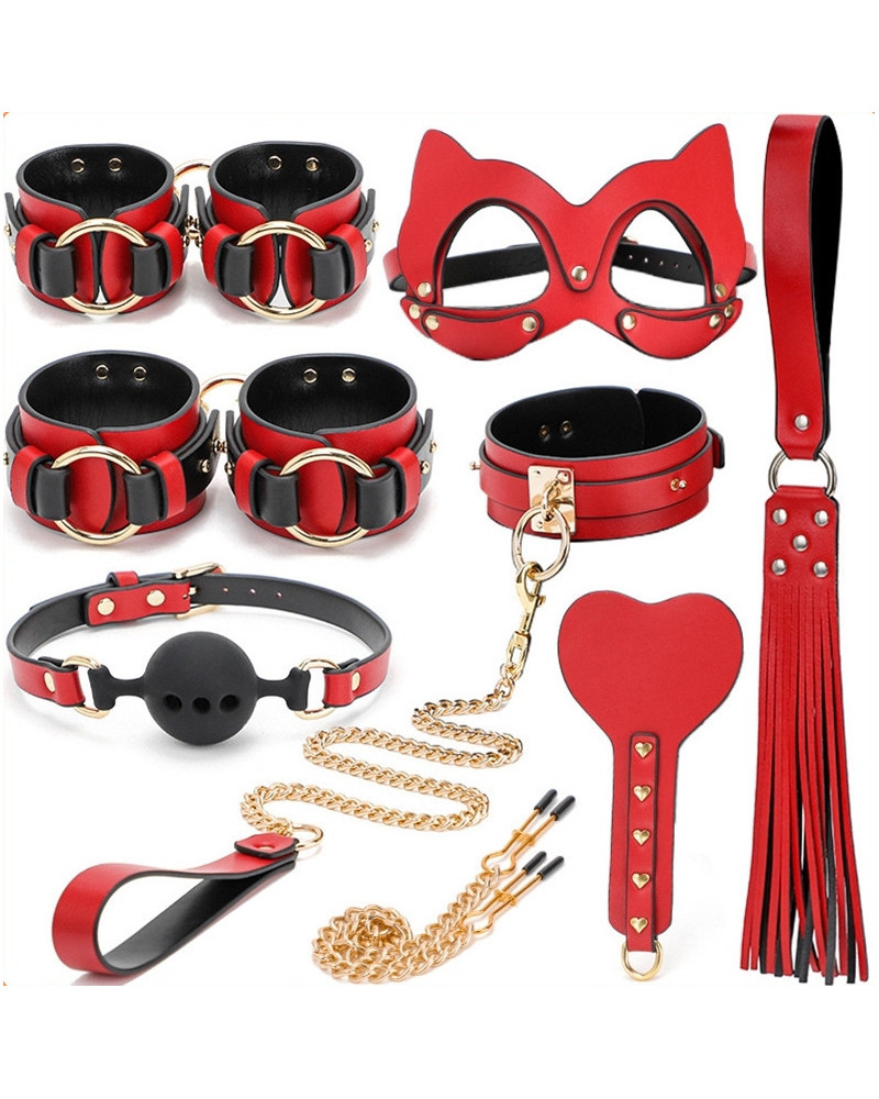 Coffret SM Bondage 8 Pièces Rouge-Noir 