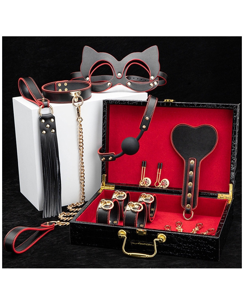 Coffret SM Bondage 8 Pièces Noir-Rouge 