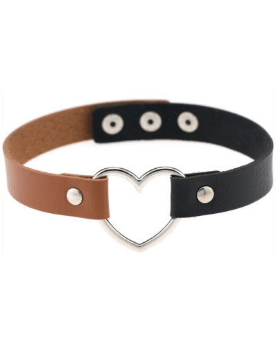 Ras de cou Bicolor Heart Noir-Marron 