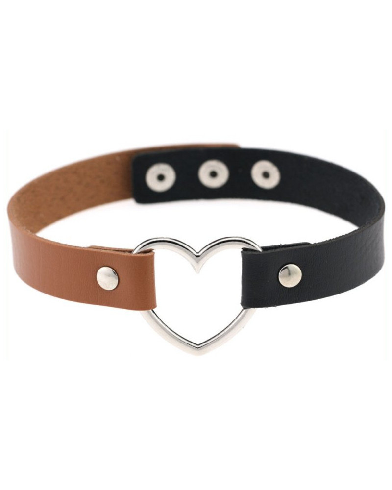Ras de cou Bicolor Heart Noir-Marron 