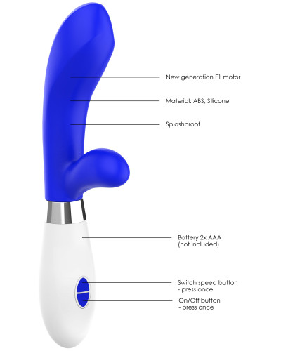 Vibro Rabbit Achilles 20cm Bleu 