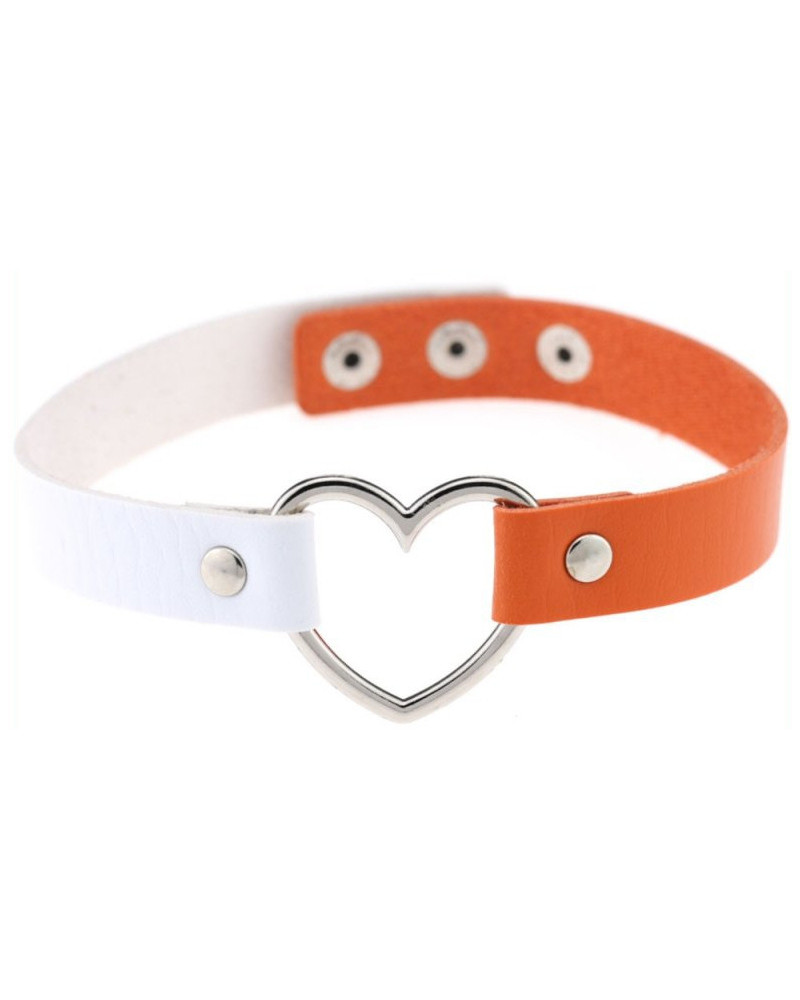 Ras de cou Heart Duo Blanc-Orange 