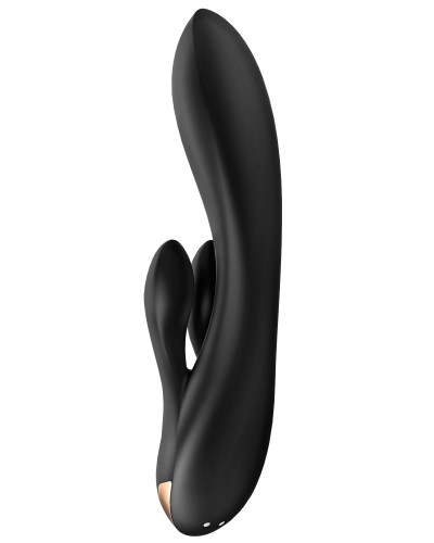Vibro Rabbit connecté Double Flex Satisfyer 20cm Noir 