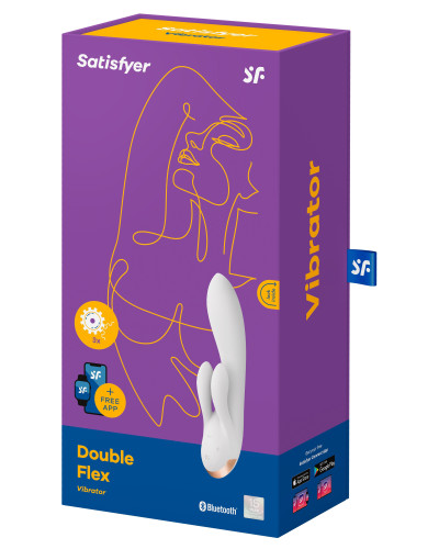 Vibro Rabbit connecté Double Flex Satisfyer 20cm Blanc 