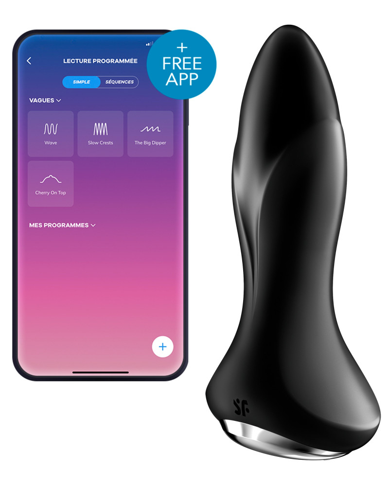 Plug vibrant connecté Rotator Plug Satisfyer 10 x 4cm Noir 