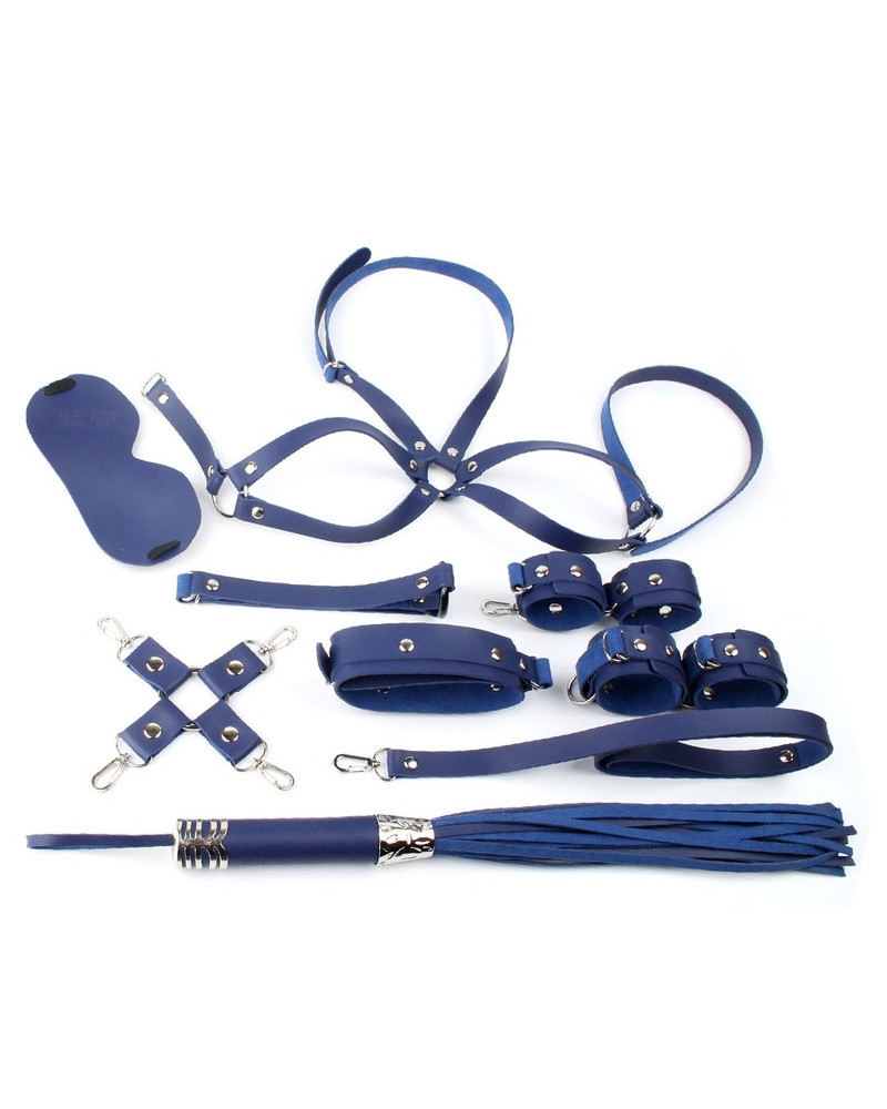 Coffret Bondage Sm Obedience 10 Pièces Bleu 