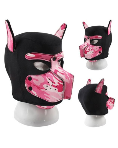 Masque Puppy Néoprène Dog On Noir-Camouflage Rose 