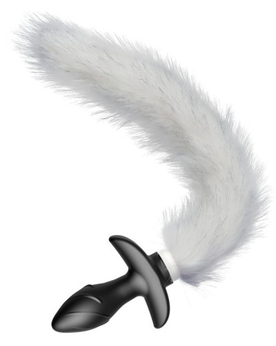 Plug vibrant avec Queue blanche Tail Curve 9 x 3.7cm | Queue 30cm 