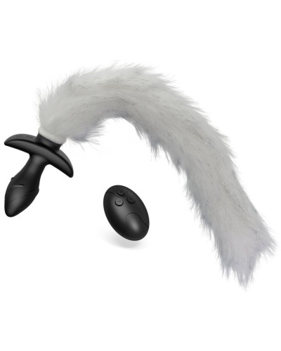 Plug vibrant avec Queue blanche Tail Curve 9 x 3.7cm | Queue 30cm 