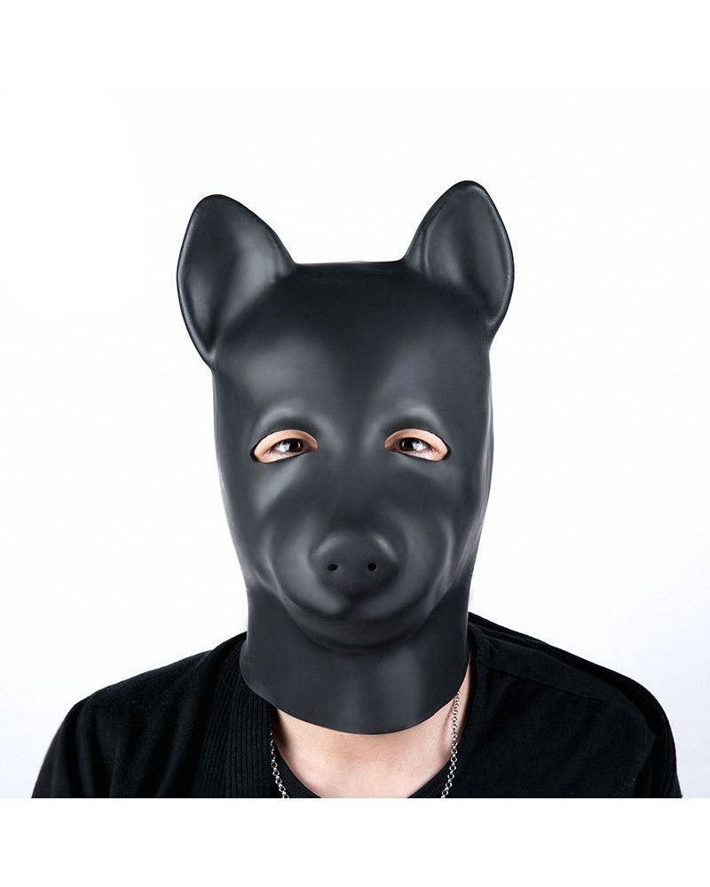 Cagoule en latex Sweety Bear Noire 
