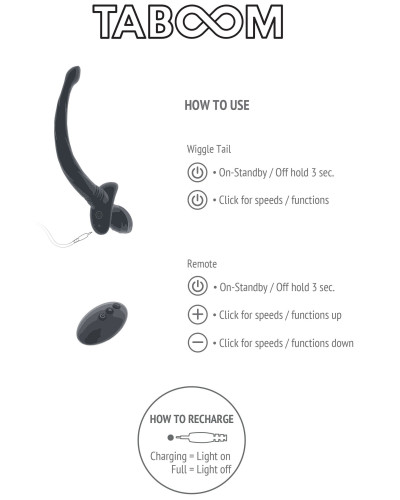 Plug Vibrant Queue de Chien Wiggle Tail 9 x 4cm Noir 