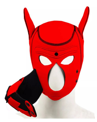Cagoule Puppy Fox Néoprène Rouge-Noir 