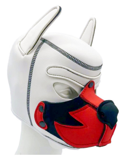 Cagoule Puppy Fox Néoprène Blanc-Rouge 