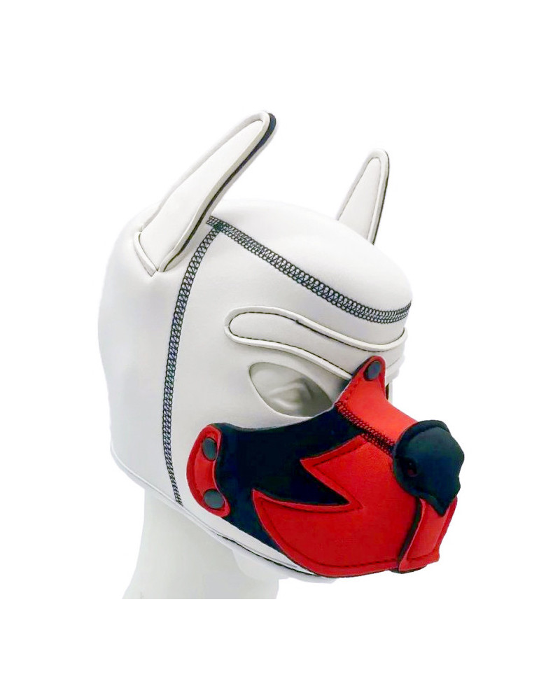 Cagoule Puppy Fox Néoprène Blanc-Rouge 
