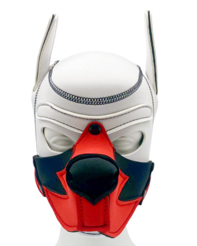 Cagoule Puppy Fox Néoprène Blanc-Rouge 
