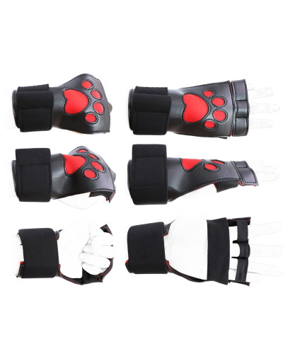 Gants Puppy Dog Paw Noir-Rouge 