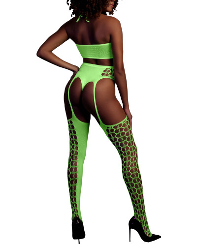 Ensemble Bustier et Porte-Jarretelles 2 Pièces Vert Fluo  Couleur principale:Vert