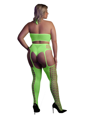 Ensemble Bustier et Porte-Jarretelles 2 Pièces Vert Fluo  Couleur principale:Vert
