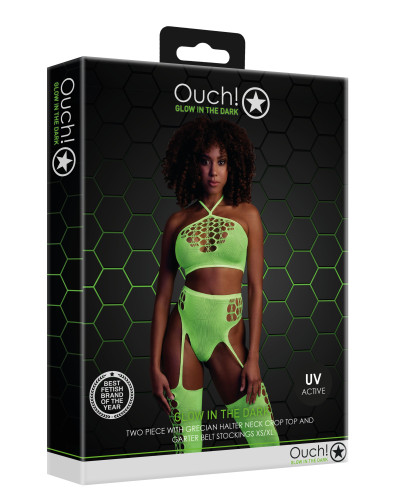 Ensemble Bustier et Porte-Jarretelles 2 Pièces Vert Fluo  Couleur principale:Vert