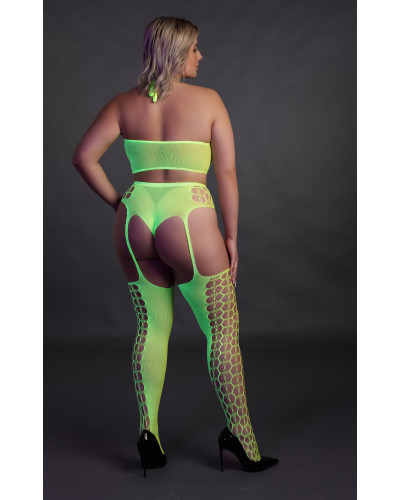 Ensemble Bustier et Porte-Jarretelles 2 Pièces Vert Fluo  Couleur principale:Vert