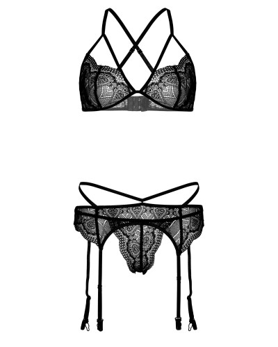 Ensemble Heart lace Garter 4 Pièces Noir  Couleur principale:Noir