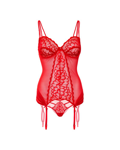 Bustier Porte-Jarretelles Lace Cami Rouge  Couleur principale:Rouge