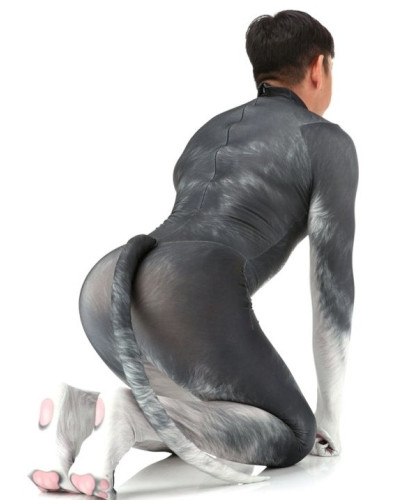Combinaison Cosplay Chien Husky Gris  Couleur principale:Gris
