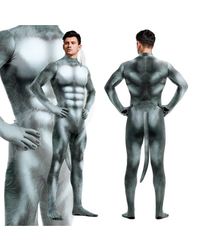 Combinaison Cosplay Loup Wolf Gris  Couleur principale:Gris