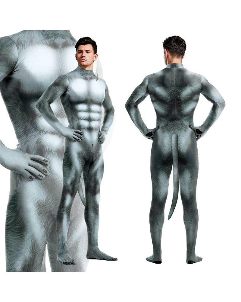 Combinaison Cosplay Loup Wolf Gris  Couleur principale:Gris