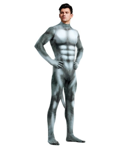 Combinaison Cosplay Loup Wolf Gris  Couleur principale:Gris
