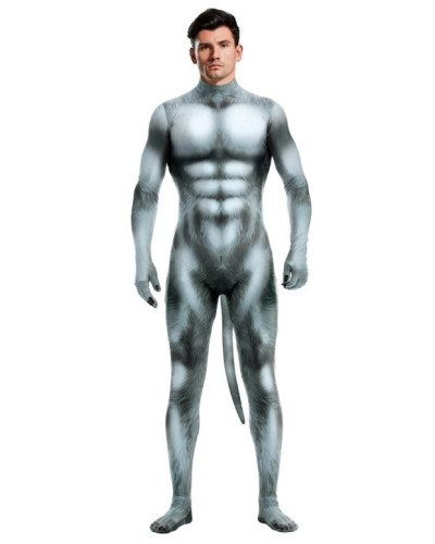 Combinaison Cosplay Loup Wolf Gris  Couleur principale:Gris