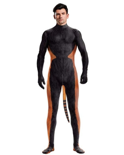 Combinaison Cosplay Panda Roux Raccoon Noir-Orange  Couleur principale:Noir Couleur secondaire:Orange