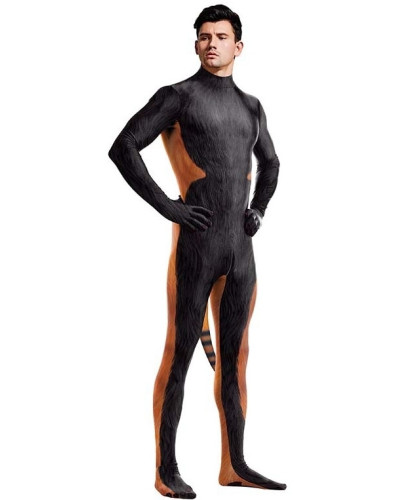 Combinaison Cosplay Panda Roux Raccoon Noir-Orange  Couleur principale:Noir Couleur secondaire:Orange