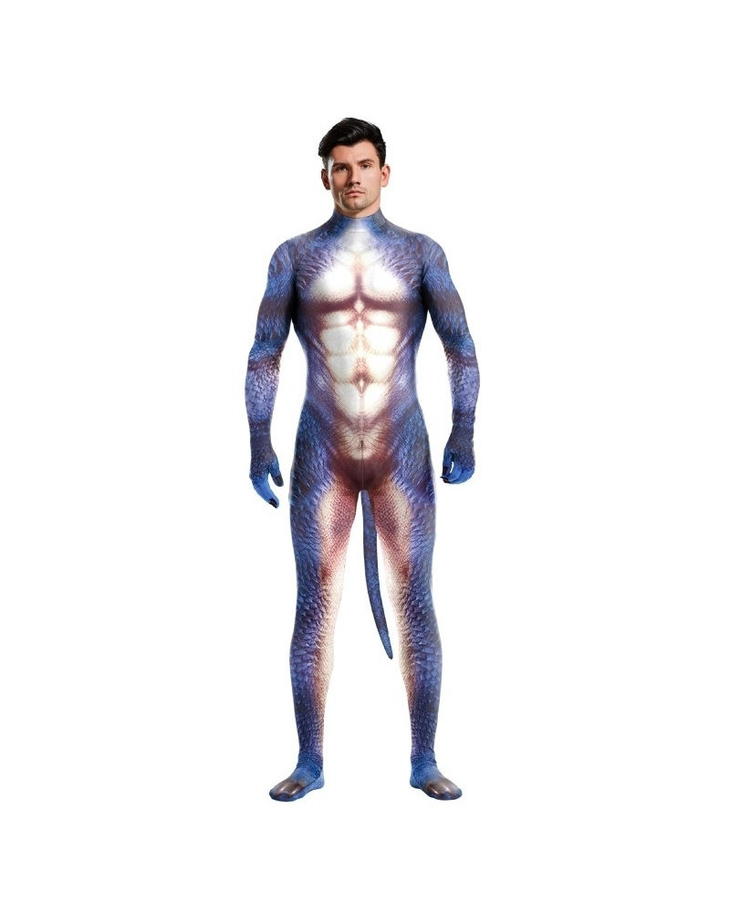 Combinaison Cosplay Dinosaure Raptus Bleu-Blanc  Couleur principale:Bleu Couleur secondaire:Blanc