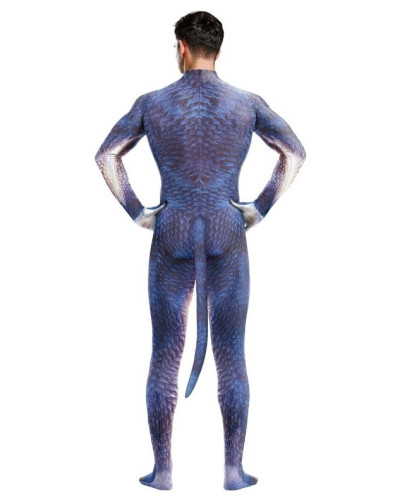 Combinaison Cosplay Dinosaure Raptus Bleu-Blanc  Couleur principale:Bleu Couleur secondaire:Blanc