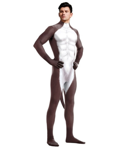 Combinaison Cosplay Âne Donkey Blanc-Marron  Couleur principale:Blanc Couleur secondaire:Marron