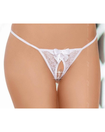 String ficelle blanc avec noeud - Ouvert sur l'entrejambe 