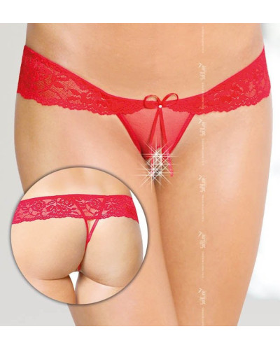 String ouvert avec strass - Rouge 