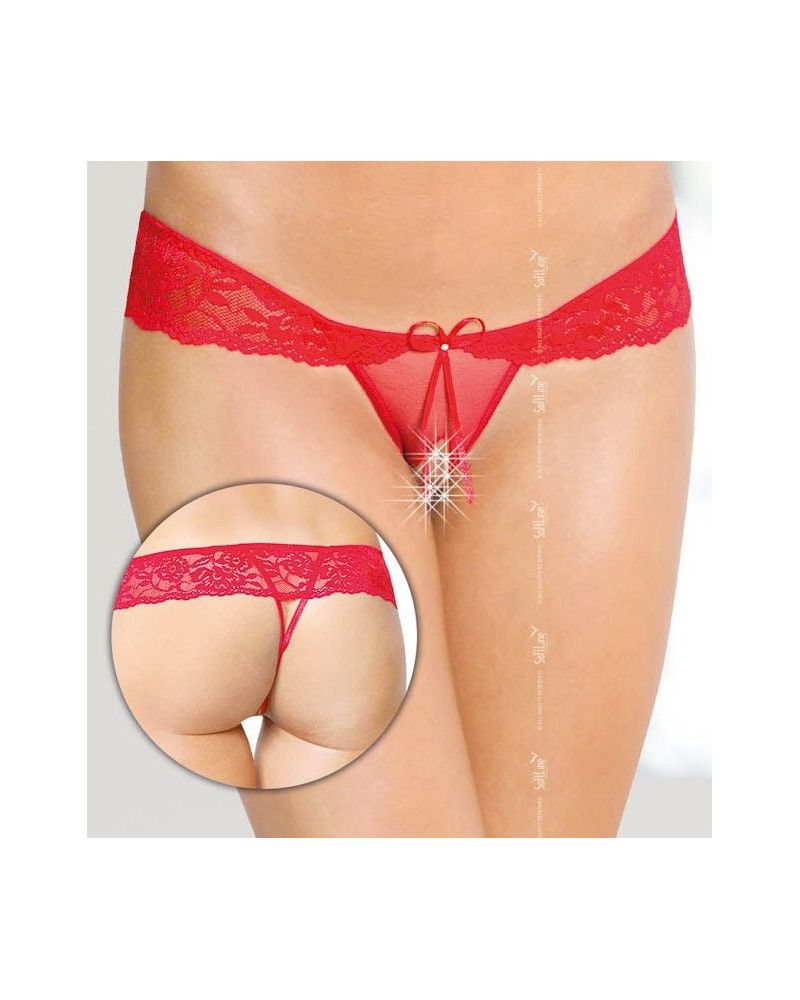 String ouvert avec strass - Rouge 