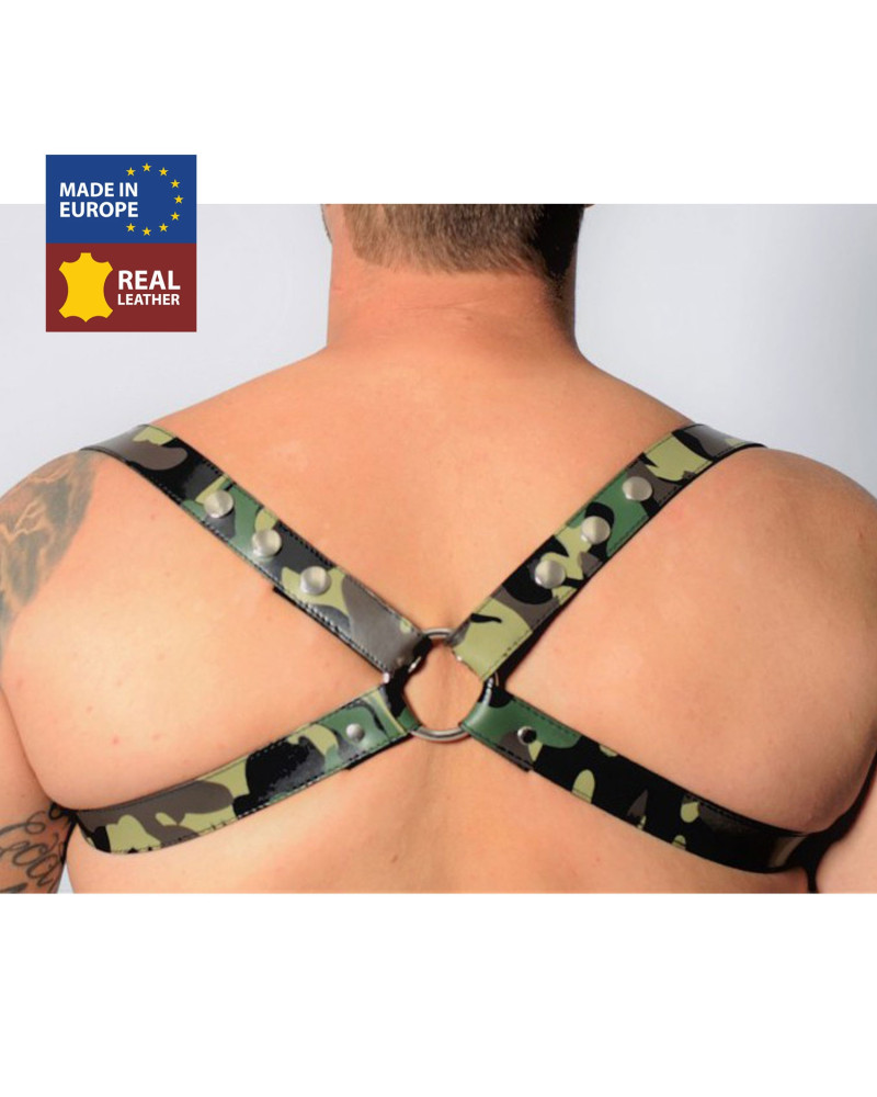 Harnais en cuir Camouflage - Acc. CHROME - CROSS - THE RED S/M 