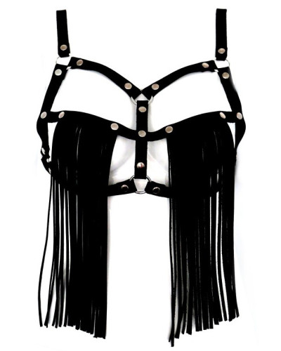 SOUTIEN GORGE EN CUIR AVEC FRANGES 