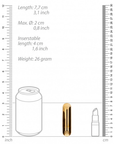 Mini Vibro Bullet Up 7.7 x 2cm Doré 