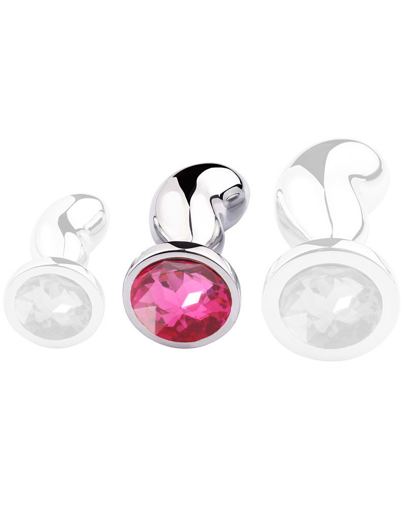 Plug Bijou Bean Silver M 7 x 3cm Rose 
