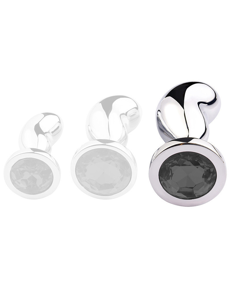 Plug Bijou Bean Silver L 9 x 3.5cm Noir 