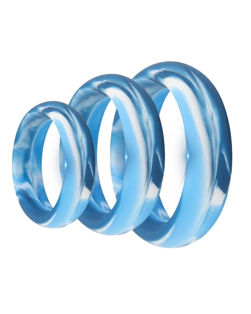 Pack 3 Cockrings Silimix Bleus 
