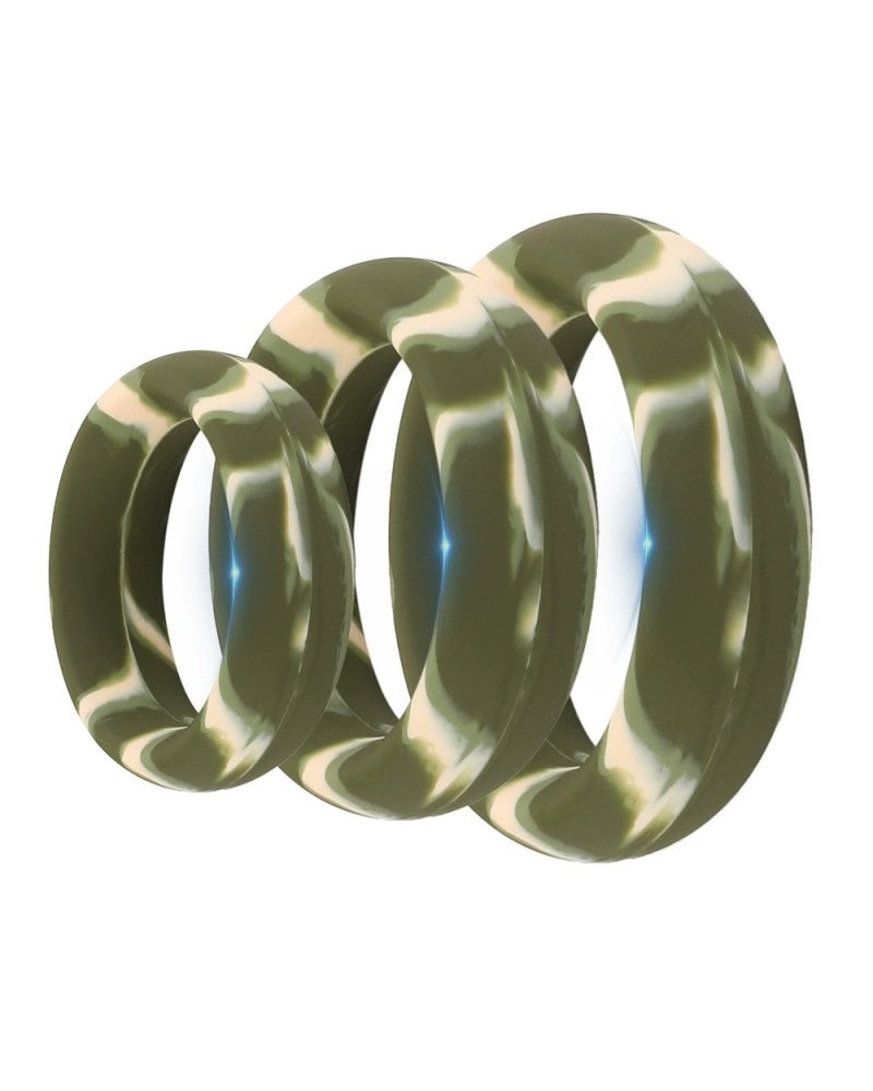 Pack 3 Cockrings Silimix Vert Army 