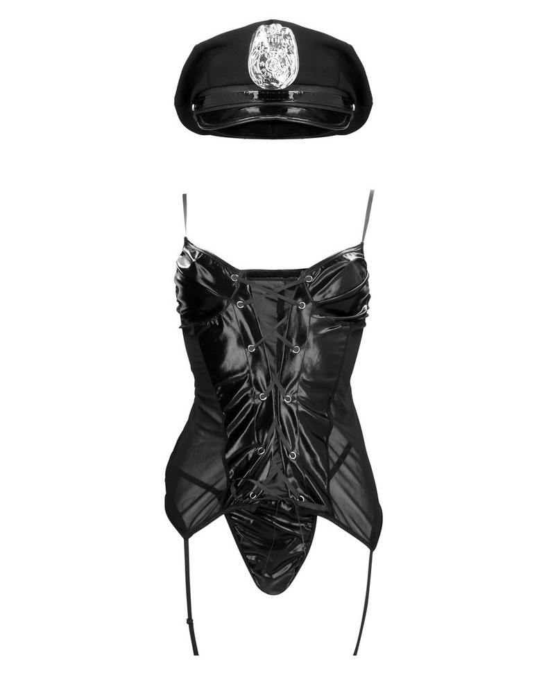 Costume de Policière sexy Police S/M Noir 