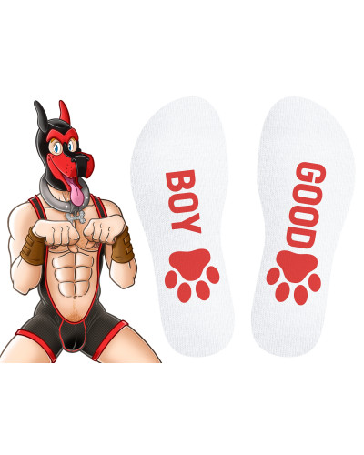 Chaussettes Good Boy Blanc-Rouge 