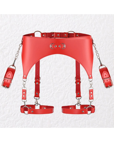 Ceinture Porte-Jarretelles et Menottes Rouge 
